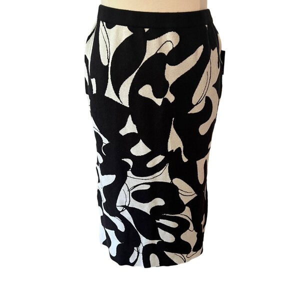 Eloquii Size 22/24 NEW Abstract Black & Gray Knit Intarsia Column Sweater Skirt - Picture 2 of 16